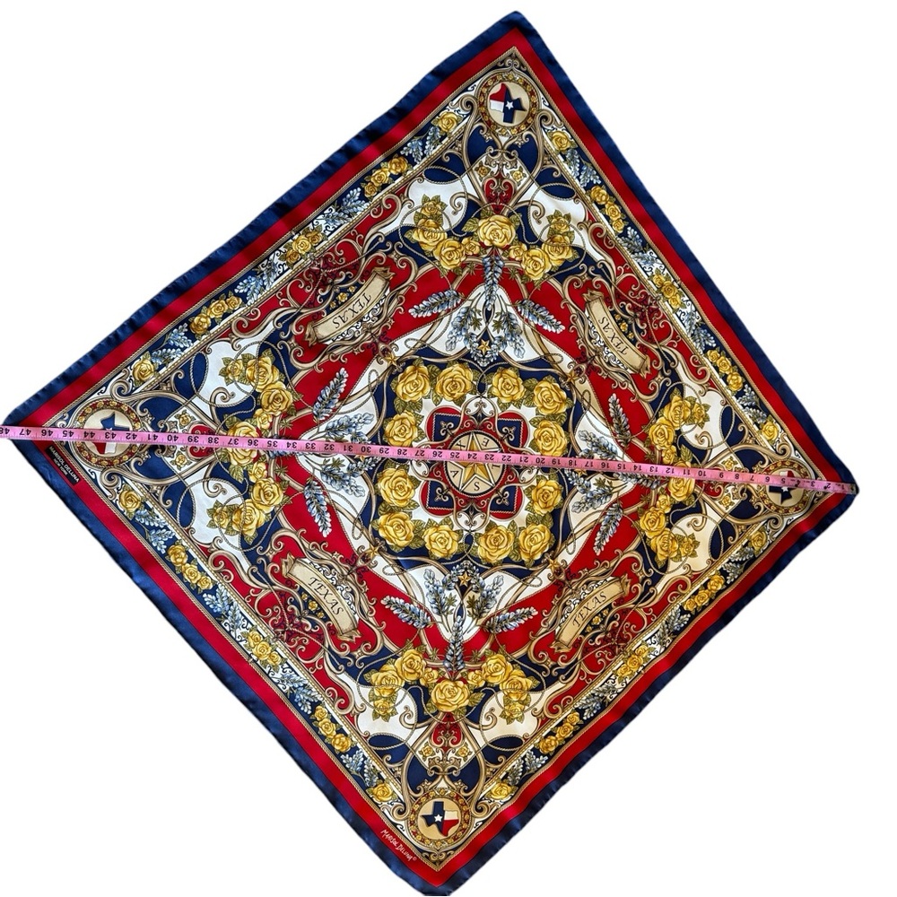 TEXAS SILK SCARF YELLOW ROSE OF TEXAS - Picture 4 of 6
